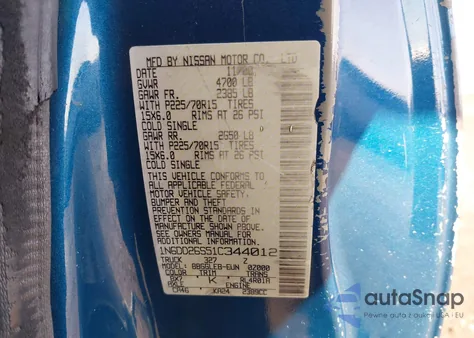 2001 Nissan Frontier Xe z USA, uszkodzony, nr VIN 1N6DD26S51C344012